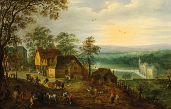 2.Asta 246-247, 15 maggio 2018, lotto 605 Jan Brueghel il giovane (Anversa, 1601 – 1678), Paesaggio con villaggio rurale e castello, Olio su tavola, cm 52X80,5. Stima € 15.000 – 25.000 Aggiudicazione € 200.000