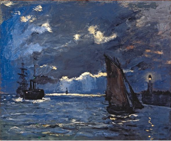 Claude Monet - Marina, imbarcazioni  al chiaro di luna, 1864 National Galleries of Scotland