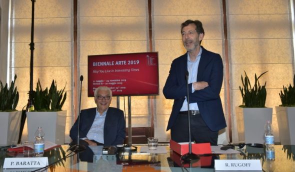 Il presidente della Biennale Paolo Baratta e il direttore Ralph Rugoff