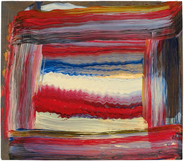 Howard Hodgkin, Knitting Pattern, 2015–16, oil on wood, 13 1/4 × 15 1/4 inches (33.7 × 38.7 cm) © Howard Hodgkin Estate. Photo: Prudence Cuming Associates