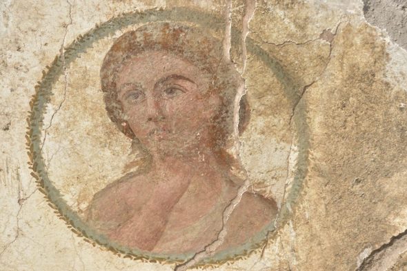volto di donna emerso nei nuovi scavi di Pompei