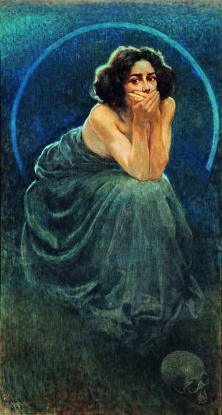 Giorgio Kienerk, Il Silenzio (pannello centrale del trittico L’enigma umano), 1900, Pavia, Musei Civici Quadreria dell’Ottocento
