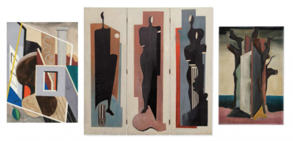 Left: Francis Bacon, Gouache (circa 1929, estimate: £180,000-220,000) Centre: Francis Bacon, Painted Screen (circa 1930, estimate: £700,000-1,000,000) Right: Francis Bacon, Painting (1929-30, estimate: £450,000-650,000)