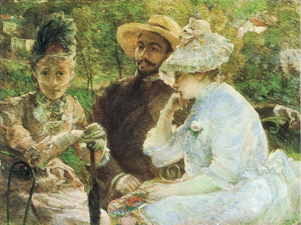 Marie Bracquemond. Sulla terrazza a Sèvres con Fantin-Latour, 1880