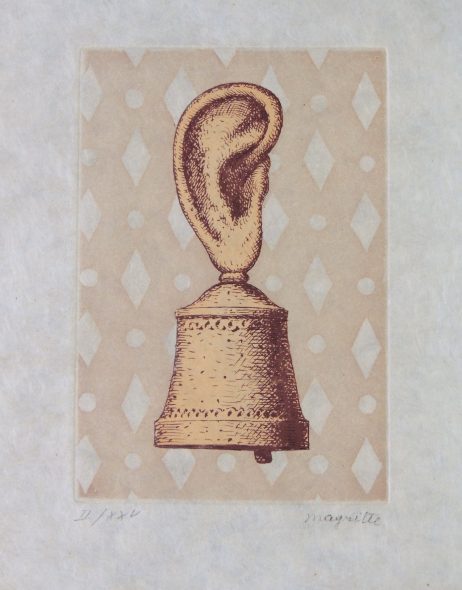 Renè Magritte La Leçon de musique 1967 incisione, es II/XXV, firmata, lieve ingiallimento del foglio matrice cm 15x10, foglio cm 27,5x21,5 stimato € 800/1000,00
