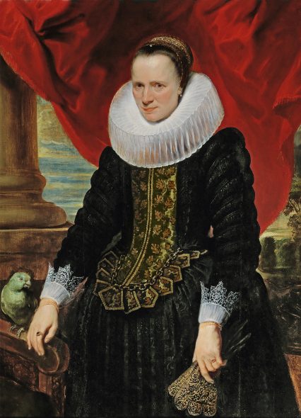 Anthony van Dyck (1599 - 1641) Portrait of a Noblewoman with a parrot, oil on panel, 121 x 88 cm, realised price € 1,425,000