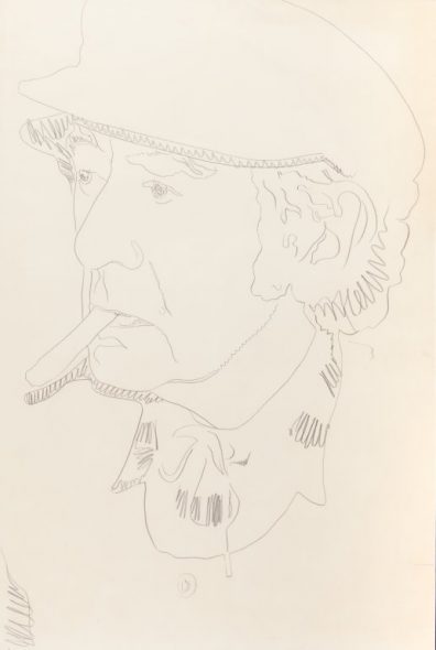 Lotto 426 ANDY WARHOL (1928-1987) Man Ray 1974 matita su cartoncino cm 102x68,5 firmato in basso a sinistra provenienza: Ketterer Kunst, Monaco stima: 25000-30000 Eur