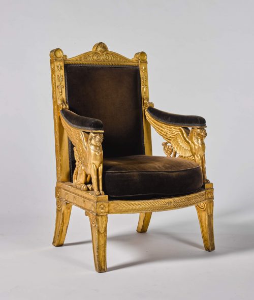 An imperial carved giltwood ceremonial armchair_ 1804, commissioned for Napoleon’s Throne Room at the Tuileries_EST. £ 200.000-300.000