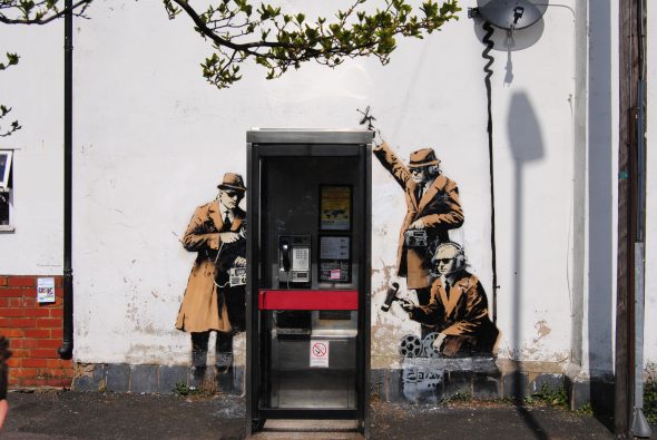 Banksy, Spy booth, 2014, Cheltenham (GB)