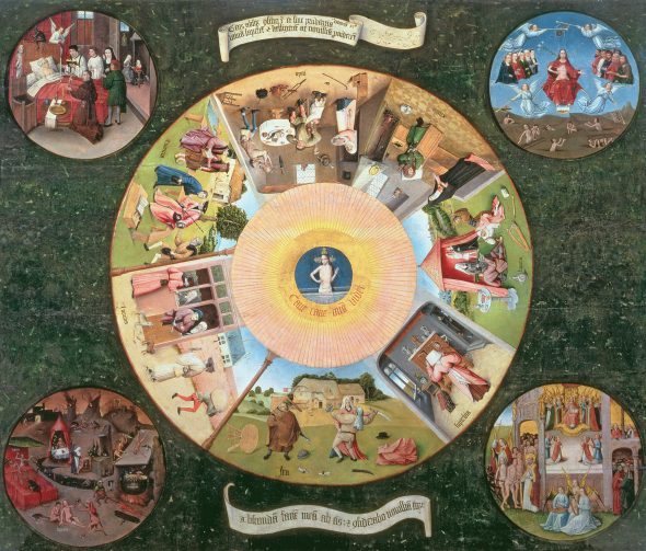 Tavolo dei sette peccati capitali e delle quattro cose ultime; Bosch, Brueghel, Arcimboldo 
