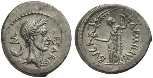 Denario di Giulio Cesare e Lucio Emilio Buca, Roma, febbraio 44 a.C. Base d’asta 5.600 euro Venduto per 39.580 euro Record mondiale per questa tipologia di moneta.