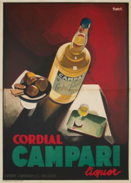 CORDIAL CAMPARI MARCELLO NIZZOLI Affisso pubblicitario originale, 1927. Litografia impressa da: Star-IGAP. Milano Cm 197 x 140 € 6.000/12.000