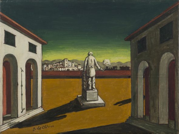 Lotto 231 Giorgio De Chirico (1888-1978) Piazza d'Italia, fine anni ‘50 olio su tela, cm 30x40 Stima € 90.000-120.000