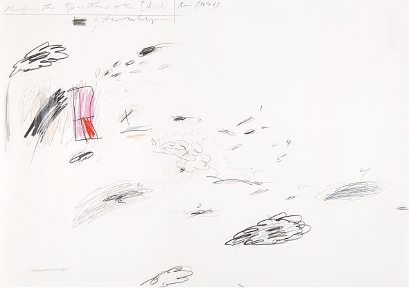 CY TWOMBLY "Senza titolo" 1961-1963 grafite, matita, pastelli, penna a sfera su cartoncino cm 49x70,2 Valutazione 200.000 - 300.000€