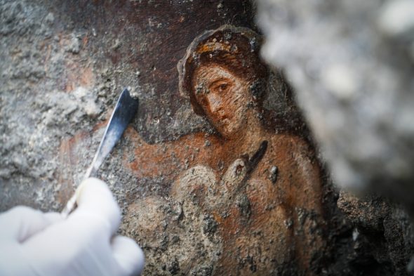 Nuove scoperte a Pompei: affresco di Leda e il cigno - Parco Archeologico di Pompei - Foto di Cesare Abbate