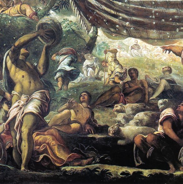 Tintoretto, La raccolta della Manna, dettaglio, Sala capitolare, Venezia