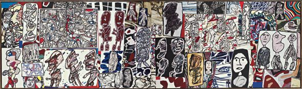 Jean Dubuffet, Le tissu social, 1977 Olio su tela, 150 x 53 cm 