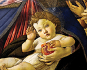 Sandro Botticelli Madonna della Melagrana 1487 - tempera su tavola Dimensioni 143,5×143,5 cm Galleria degli Uffizi