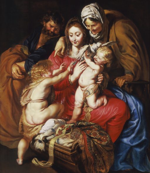 Pietro Paolo Rubens – Sacra Famiglia con Santa Elisabetta, San Giovanni e Colomba Los Angeles County Museum of Art, CA, USA; Flemish.