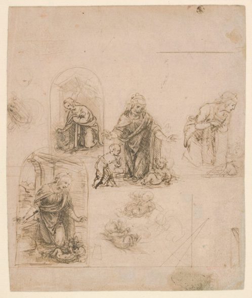 Leonardo da Vinci, Designs for Altarpieces of the Virgin Adoring the Christ Child (circa 1482–85). Courtesy of the Metropolitan Museum of Art