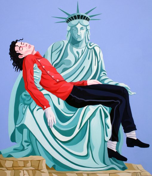 Giuseppe Veneziano, La pietaĚ di Michael Jackson, 2010, acrilico su tela, cm 150x130
