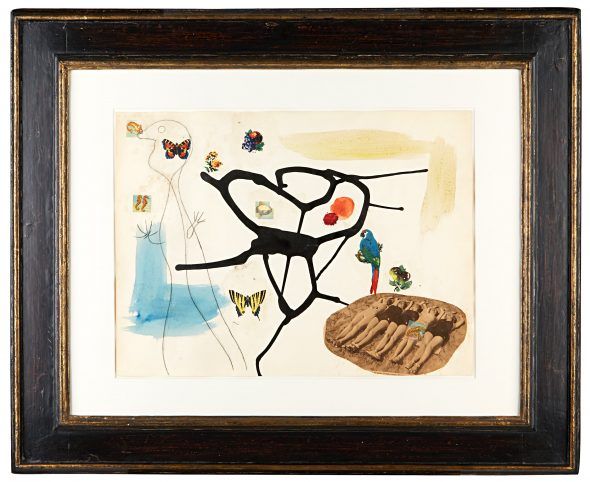 MÉTAMORPHOSE JOAN MIRO (Barcelona, 1893 - Palma, 1983) Pencil, India ink, watercolor, decal and collage on paper 46 x 62 cm (18.1 x 24.4 in.) Signed lower center 'Miró', signed, titled and dated on the reverse 'Joan Miró / 'métamorphose' / 23/3-4/4/36' 1936 PROVENANCE Pierre Matisse Gallery, New York; Pierre-Noël Matisse, Paris; Private collection