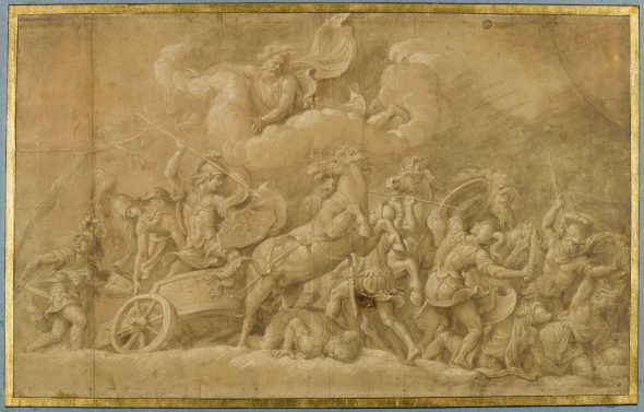 Giulio Romano, Diomede combatte contro i fratelli Ideo e Fegeo , Musée du Louvre, Département des Arts graphiques, inv. 3529r.
