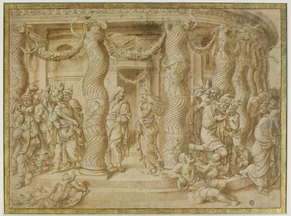 Giulio Romano, Cristo e l’adultera , Parigi, Musée du Louvre, Département des Arts graphiques, inv. 3614 r.