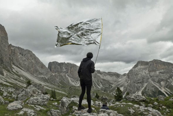Mrova, Landschaft Macht Kapital (2015), documentazione video dell'intervento, HD video, 16:9, audio stereo. 5:30 min, June 2015, Dolomites, South Tyrol, FuturDome The Uncanny Valley 2019