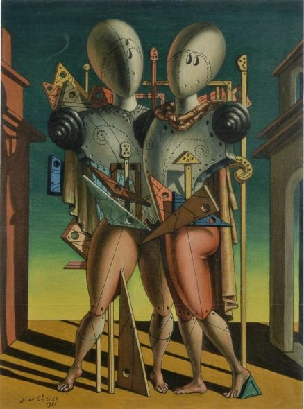 Giorgio de Chirico, Ettore e Andromaca, seconda metà anni Cinquanta, olio su tela, cm. 80 x 60, Fondazione Museo Alberto Sordi, Roma