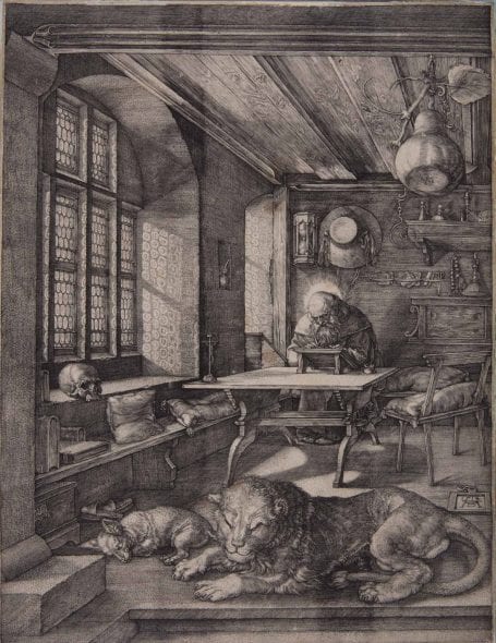 Albrecht Dürer, San Gerolamo nella cella, incisione e bulino, 248 x 188