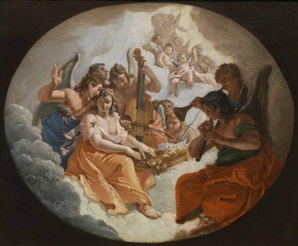 Francesco Fontebasso: Allegoria della musica, olio su tela, cm 35 x 43