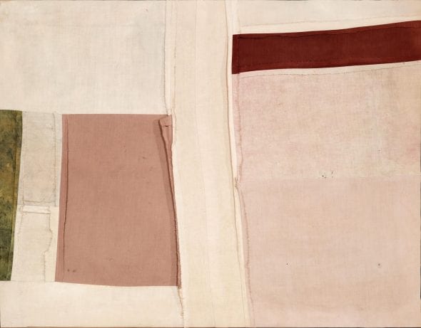 Nuvolo, Senza Titolo, 1959, tessuti cuciti e dipinti montati su telaio, 75x97,5 cm