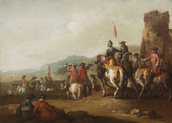 Giuseppe Zais: Accampamento prima della battaglia, olio su tela, cm 69 x 95