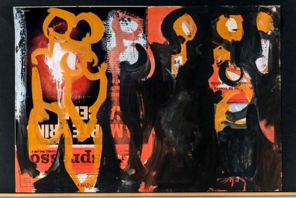 Senza titolo . 1970 tempera su carta cm 55,5x78,8 opera realizzata sulle pagine de L’Espresso