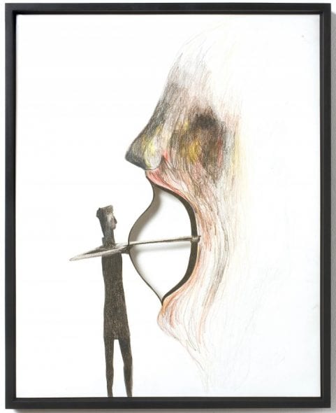 Enrico David, Untitled, 2011. Pastelli a matita su carta, 63 x 50 cm. Courtesy VW, Berlino.