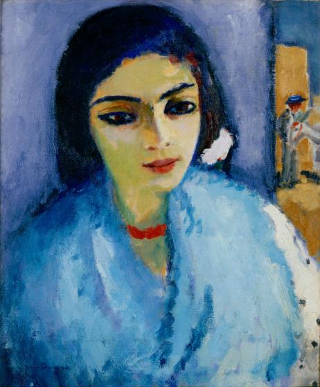 Kees van Dongen (1877 -1968) Femme en bleu au collier rouge (woman in blue with a red collar) 1907-11, oil on canvas