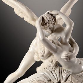 Anonimo fiorentino neoclassico Amore e Psiche, marmo bianco