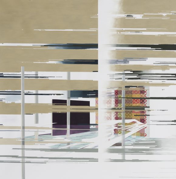 Anna Caruso, La casa intorno al vaso, 2019, acrilico su tela, 140x140 cm