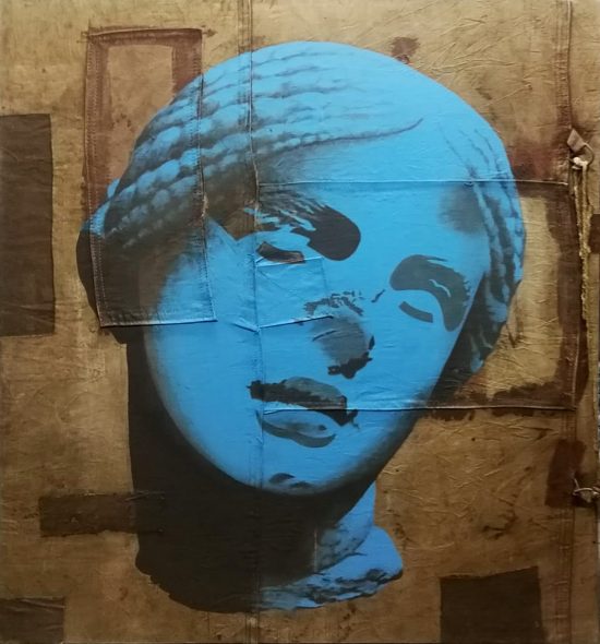 Luca Pignatelli, Afrodite, 2019, tecnica mista su telone ferroviario, cm 160x140 - Courtesy Galleria Poggiali