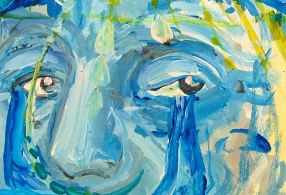 Silvia Argiolas, Il mare tutto azzurro, il mare tutto calmo, 2019, acrilico su tela, 20x30 - Coutesy Collezione Rivabella