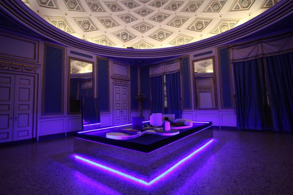 Exhibition view, Nanda Vigo, Palazzo Reale, Milano, 2019. Opera Arch arcology, 2