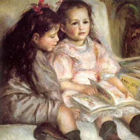 Sue bambine che leggono un linro
