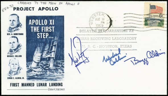 Una delle buste “assicurazione sulla vita” che gli astronauti portarono privatamente sulla navicella vendendole  poi a titolo personale.