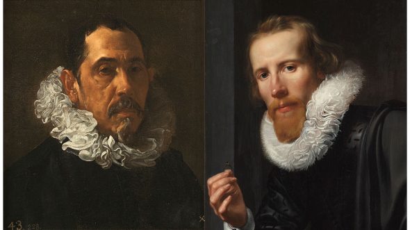 A sinistra Diego Velázquez, Francisco Pacheco. A destra Bartholomeus Jansz van Assendelft Werner van den Valckert, Portrait of a Goldsmith