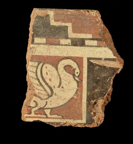 Frammento di syma rampante con figura di cigno, inv. SYM 158. Deposito SABAP di Pyrgi