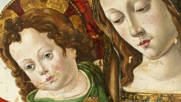 Particolare della Madonna col Bambino di Pinturicchio