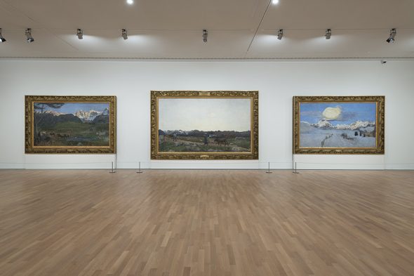 Veduta allestimento, Giovanni Segantini, Trittico della natura 1896-1899, Olio su tela, MASI Lugano - Foto Studio Pagi