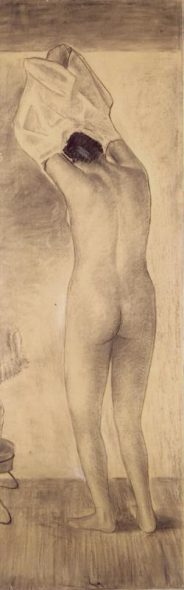 Mario Radice Nudo di donna, 1933 studio per affresco, carboncino su carta riportato su tela, cm 218,5x69