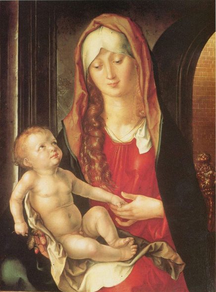 Albrecht Dürer, Madonna col Bambino, detta anche Madonna del Patrocinio, 1495, olio su tavola, 47,8 x 36,5 cm; Traversetolo, Fondazione Magnani Rocca